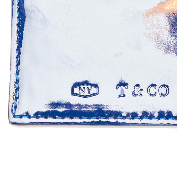 ティファニー ブルー ネイビー パテントレザー カードケース レディース TIFFANY&Co. 【中古】