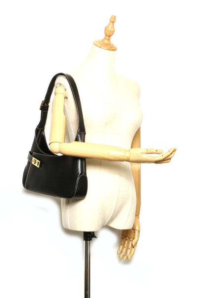 サルヴァトーレフェラガモ ガンチーニ AQ-21 1346 ブラック レザー ハンドバッグ ショルダーバッグ 2WAY レディース Salvatore Ferragamo 中古