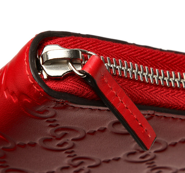 グッチ グッチシマ レッド レザー ラウンドファスナー 長財布 メンズ GUCCI 中古