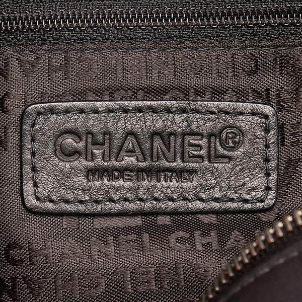 シャネル チョコバー ミニボストン ハンドバッグ ブラック ナイロン レザー レディース CHANEL 【中古】