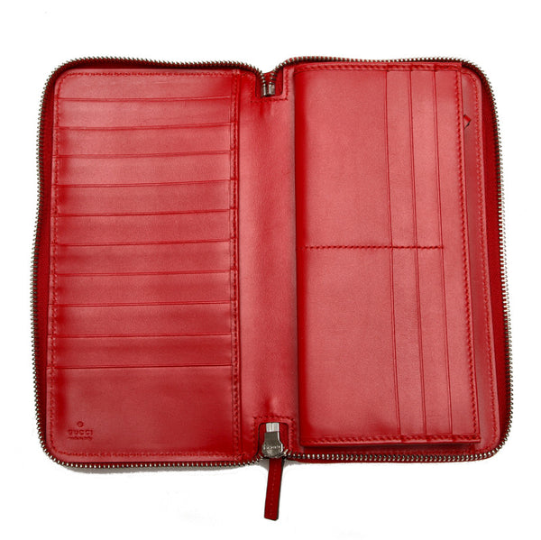 グッチ グッチシマ レッド レザー ラウンドファスナー 長財布 メンズ GUCCI 中古