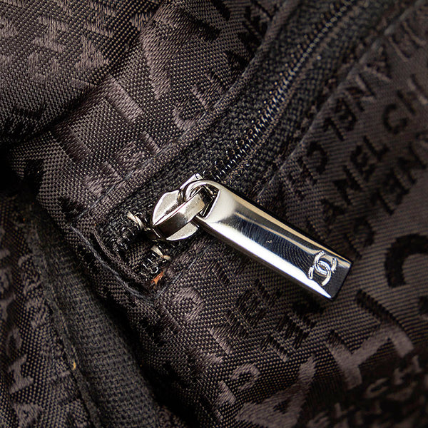 シャネル チョコバー ミニボストン ハンドバッグ ブラック ナイロン レザー レディース CHANEL 【中古】