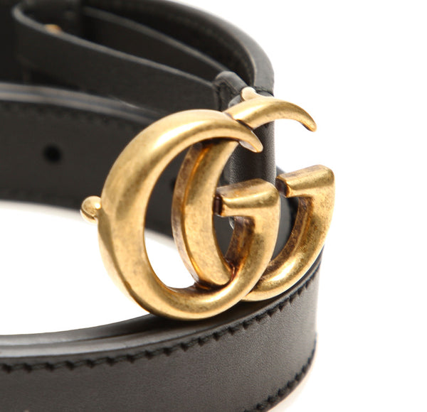 グッチ GGマーモント 409417 ブラック レザー ベルト レディース GUCCI 中古