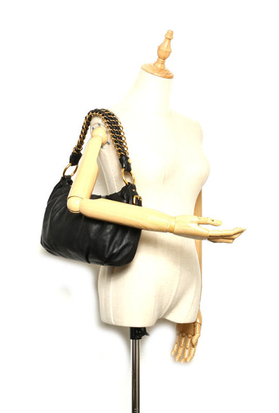 プラダ チェーン ブラック レザー ショルダーバッグ レディース PRADA 中古
