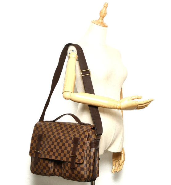 ルイ ヴィトン ダミエ ブロードウェイ  N42270 ブラウン PVC レザー 斜め掛け ショルダーバッグ ユニセックス LOUIS VUITTON 中古