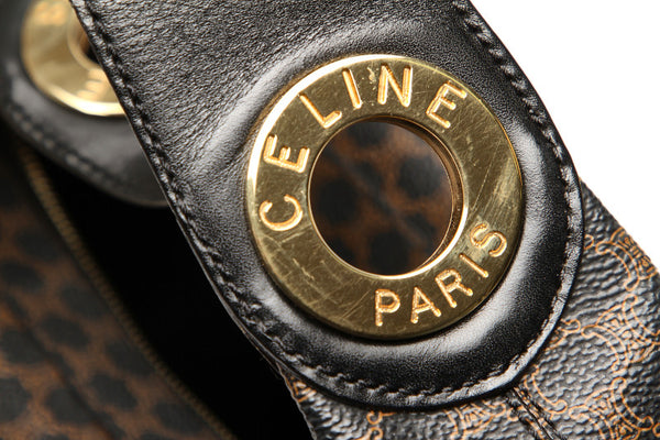 セリーヌ マカダム ブラウン PVC レザー 肩掛け ショルダーバッグ レディース CELINE 中古
