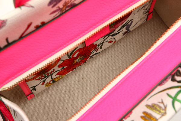 グッチ フローラ ネオン 550141 ピンク マルチ キャンバス レザー ハンドバッグ ショルダーバッグ 2WAY レディース GUCCI 中古