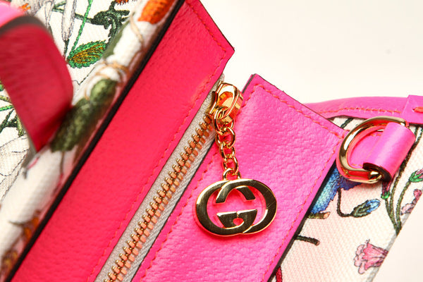 グッチ フローラ ネオン 550141 ピンク マルチ キャンバス レザー ハンドバッグ ショルダーバッグ 2WAY レディース GUCCI 中古