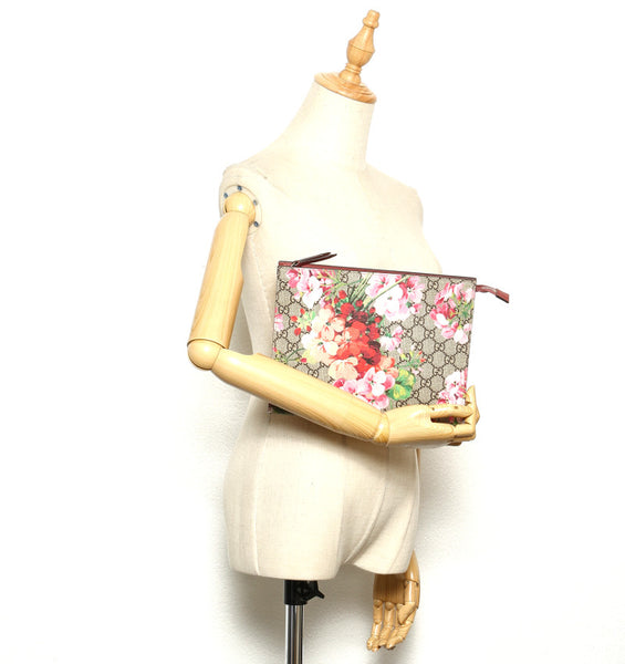 グッチ GGブルームス 430268 ブラウン レッド PVC レザー ハンドバッグ レディース GUCCI 中古