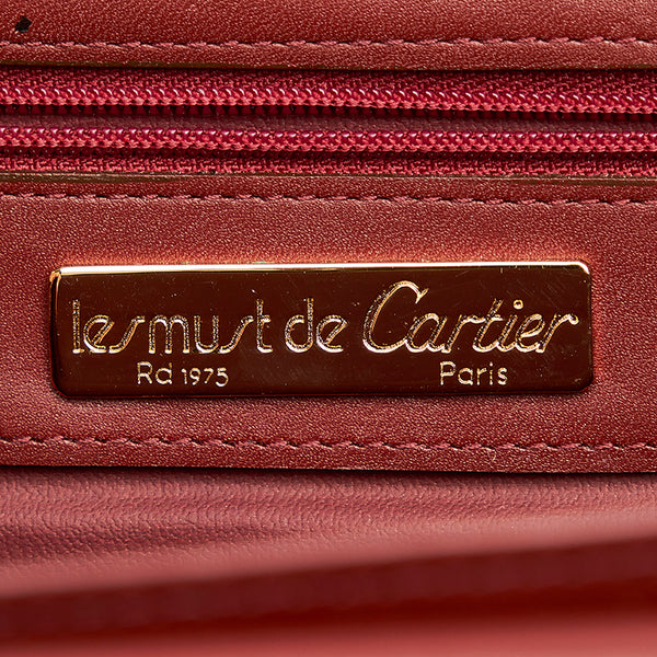 カルティエ マスト ボルドー レザー ショルダーバッグ レディース CARTIER 【中古】