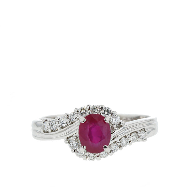 Pt900 プラチナ ルビー0.994ct ダイヤ0.25ct リング 指輪 レディース 11号 【中古】