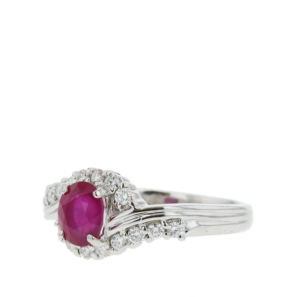 Pt900 プラチナ ルビー0.994ct ダイヤ0.25ct リング 指輪 レディース 11号 【中古】