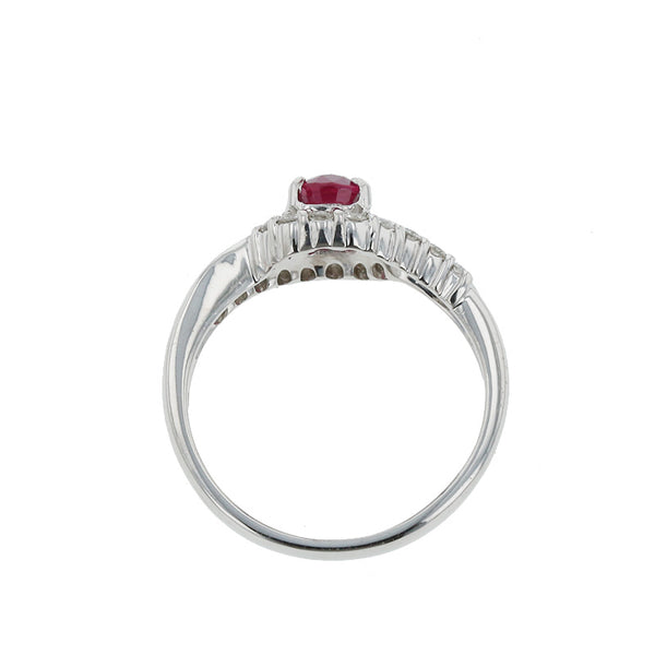 Pt900 プラチナ ルビー0.994ct ダイヤ0.25ct リング 指輪 レディース 11号 【中古】