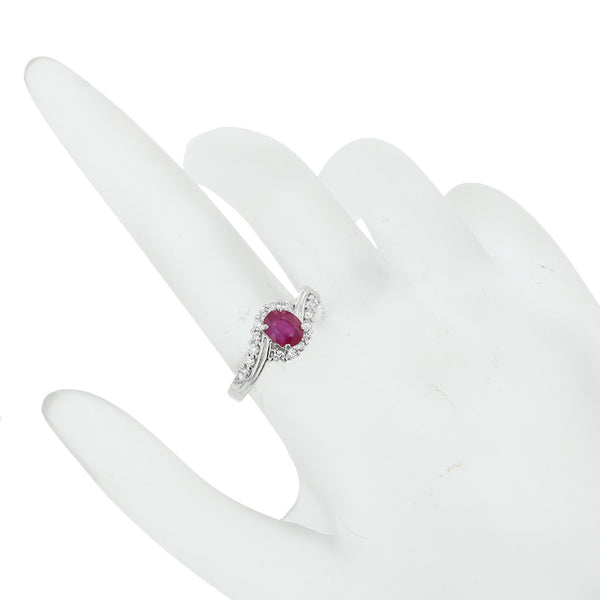 Pt900 プラチナ ルビー0.994ct ダイヤ0.25ct リング 指輪 レディース 11号 【中古】