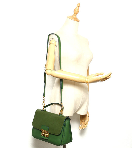 ミュウミュウ グリーン レザー ハンドバッグ レディース MIUMIU 中古