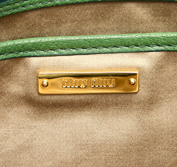 ミュウミュウ グリーン レザー ハンドバッグ レディース MIUMIU 中古