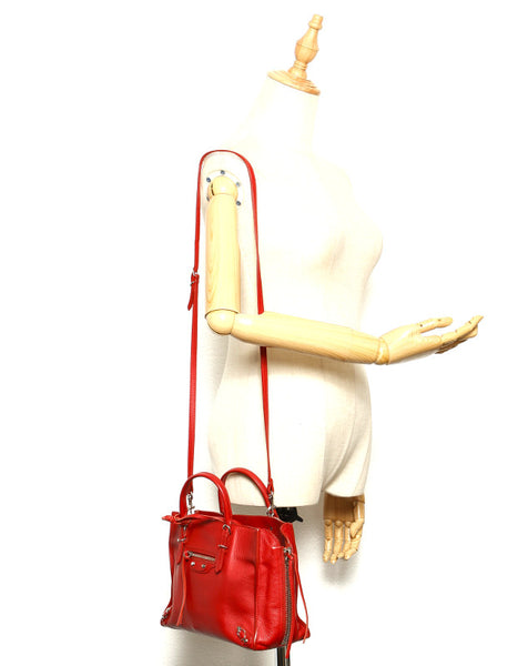 バレンシアガ 370926 レッド レザー ハンドバッグ レディース BALENCIAGA 中古