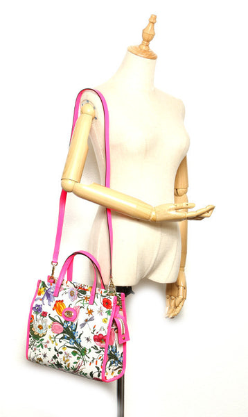 グッチ フローラ ネオン 550141 ピンク　マルチ キャンバス レザー ハンドバッグ ショルダーバッグ 2WAY レディース GUCCI 中古