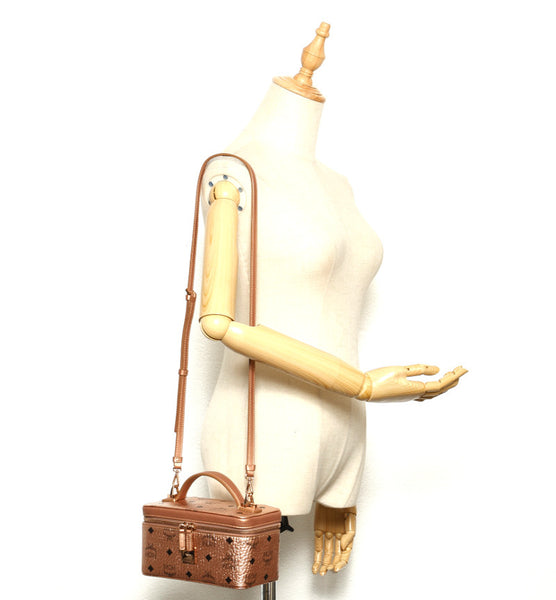 エム シー エム メタリック ピンク レザー ハンドバッグ レディース MCM 中古