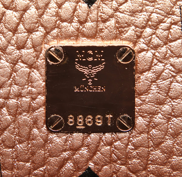 エム シー エム メタリック ピンク レザー ハンドバッグ レディース MCM 中古