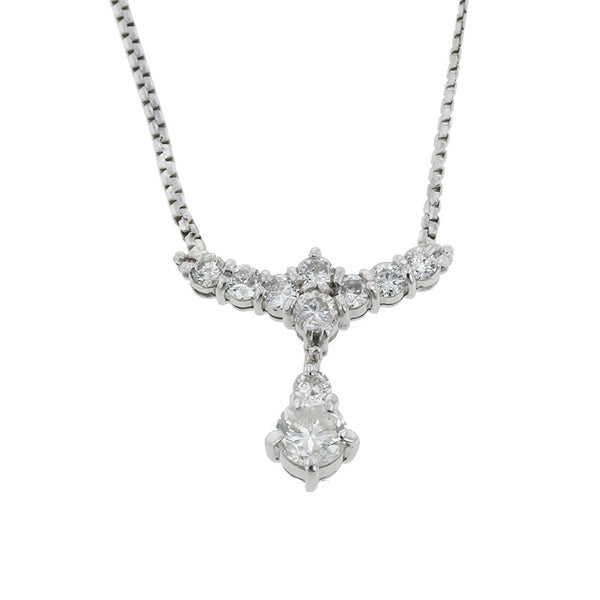 Pt900 プラチナ Pt850 プラチナ ダイヤ0.44ct ダイヤ0.65ct ネックレス レディース 【中古】