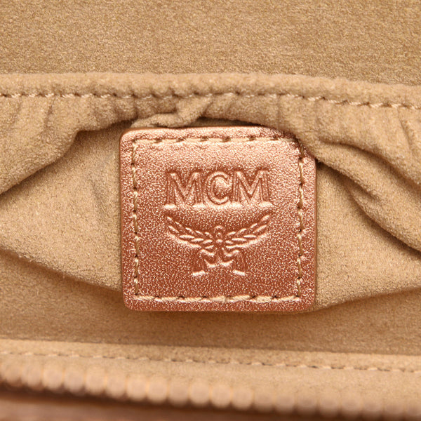 エム シー エム メタリック ピンク レザー ハンドバッグ レディース MCM 中古