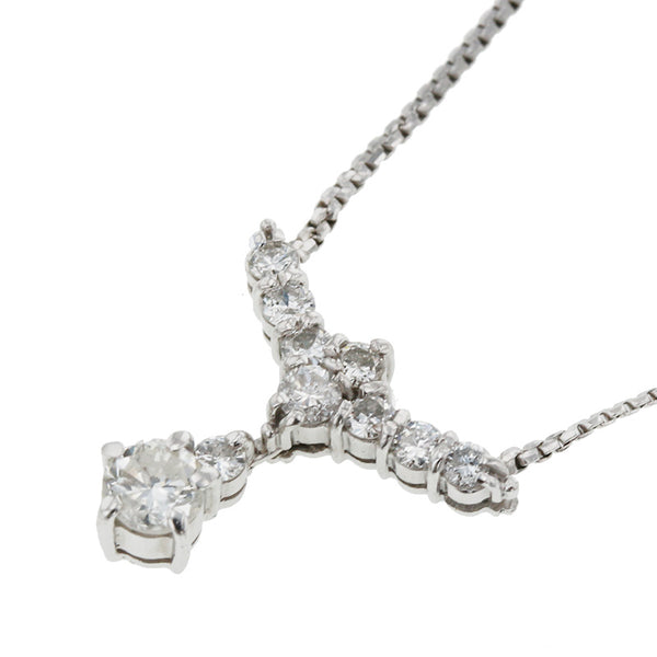 Pt900 プラチナ Pt850 プラチナ ダイヤ0.44ct ダイヤ0.65ct ネックレス レディース 【中古】