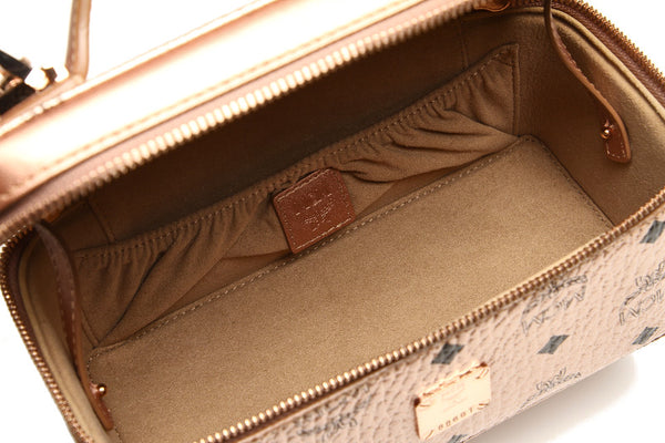 エム シー エム メタリック ピンク レザー ハンドバッグ レディース MCM 中古