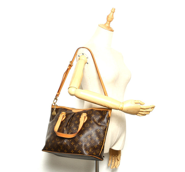 ルイ ヴィトン モノグラム パレルモPM M40145 ブラウン PVC レザー トートバッグ ショルダーバッグ 2WAY レディース LOUIS VUITTON 中古