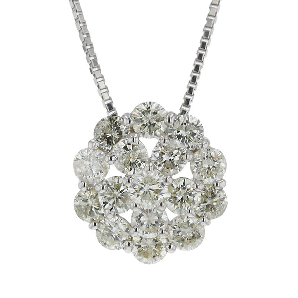 Pt900 プラチナ Pt850 プラチナ ダイヤ2.00ct ネックレス レディース 【中古】