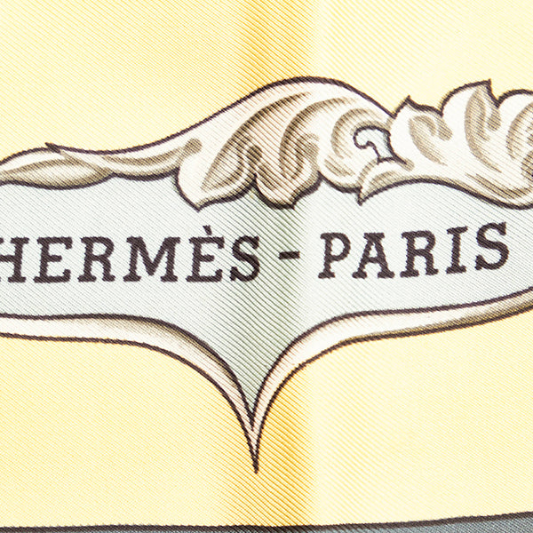 エルメス カレ９０ イエロー グリーン シルク スカーフ レディース HERMES 【中古】