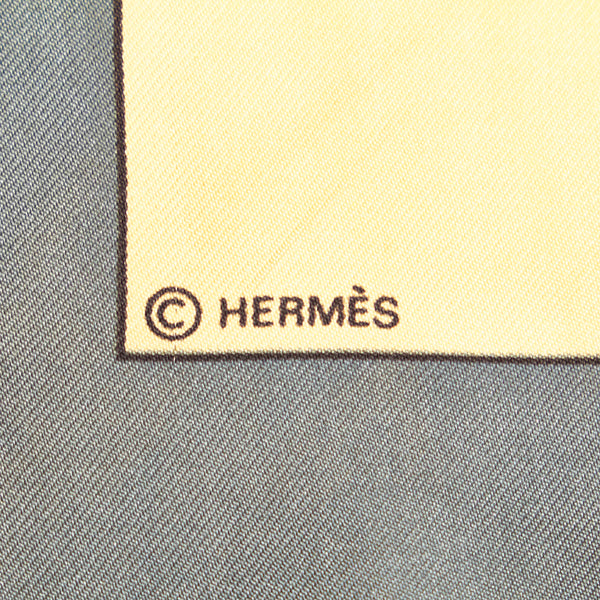 エルメス カレ９０ イエロー グリーン シルク スカーフ レディース HERMES 【中古】