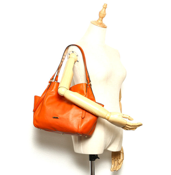 バーバリー オレンジ レザー ハンドバッグ レディース BURBERRY 中古