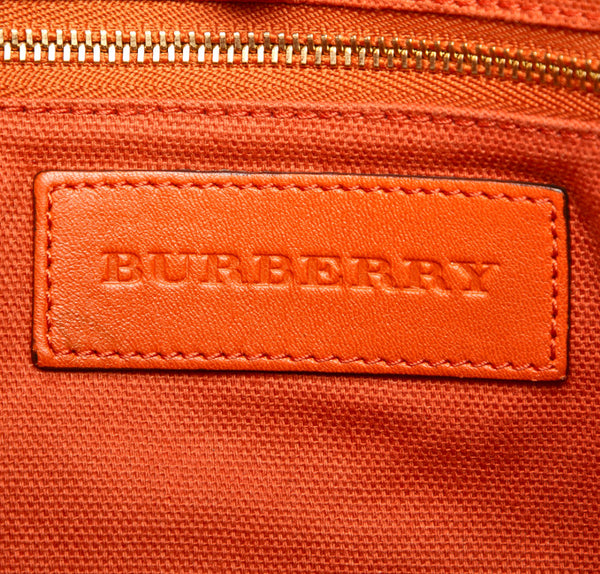 バーバリー オレンジ レザー ハンドバッグ レディース BURBERRY 中古