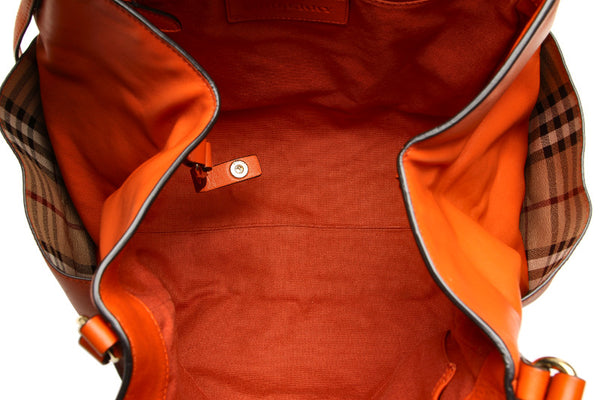 バーバリー オレンジ レザー ハンドバッグ レディース BURBERRY 中古