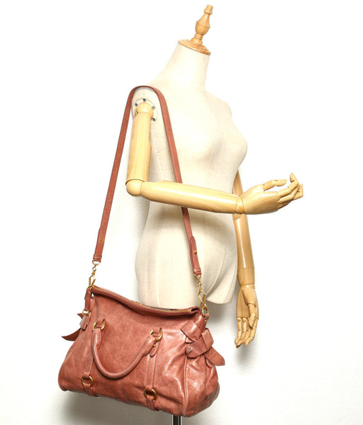 ミュウミュウ ピンク レザー ハンドバッグ ショルダーバッグ 2WAY レディース MIUMIU 中古