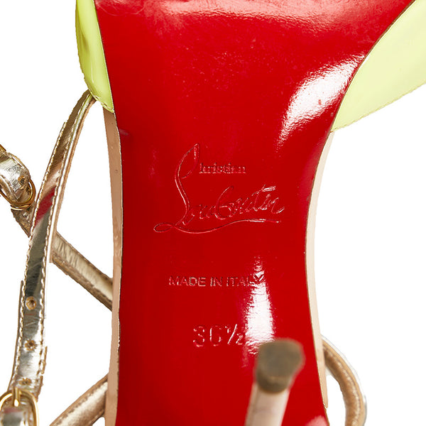クリスチャンルブタン ハイヒール ポインテッドトゥ ピンヒール イエロー ピンク パテントレザー レディース Christian Louboutin 【中古】