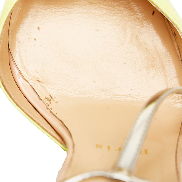 クリスチャンルブタン ハイヒール ポインテッドトゥ ピンヒール イエロー ピンク パテントレザー レディース Christian Louboutin 【中古】