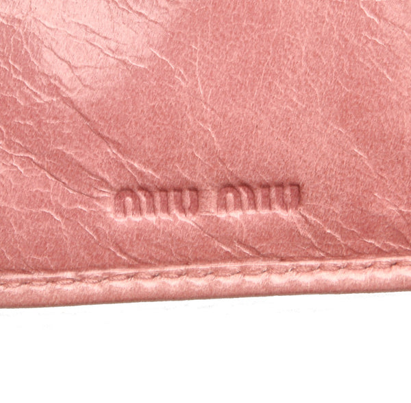 ミュウミュウ マテラッセ 5M1225 ピンク レザー 長財布 レディース MIUMIU 中古