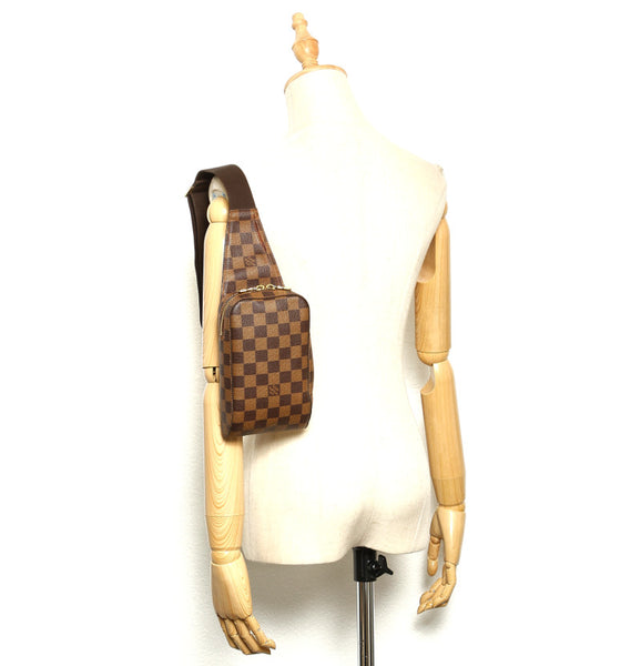 ルイ ヴィトン ダミエ ジェロニモス N51994 ブラウン PVC レザー ショルダーバッグ ユニセックス LOUIS VUITTON 中古