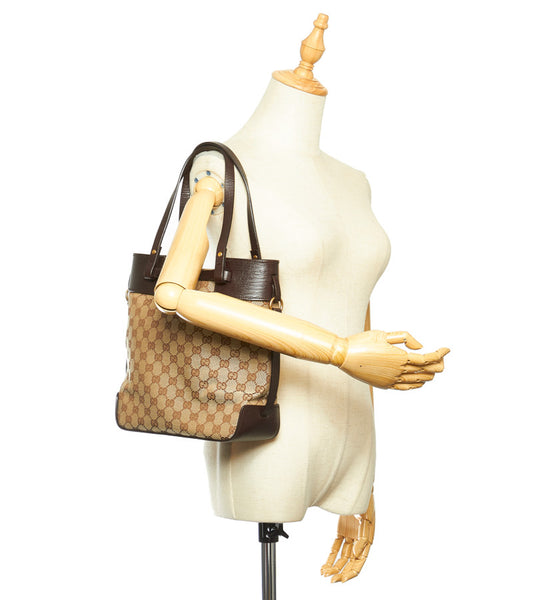 グッチ GGキャンバス 107757 ブラウン キャンバス ハンドバッグ レディース GUCCI 中古