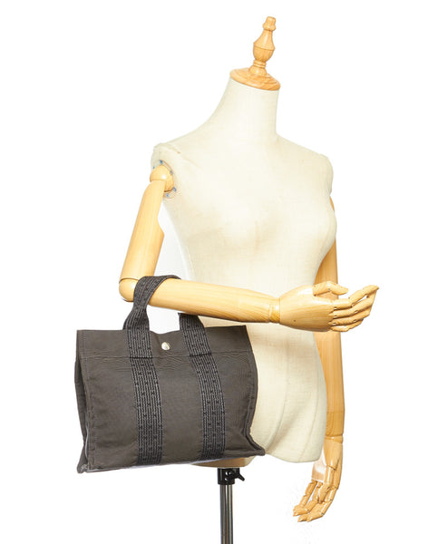 エルメス エールライン グレー キャンバス トートバッグ ユニセックス HERMES 中古