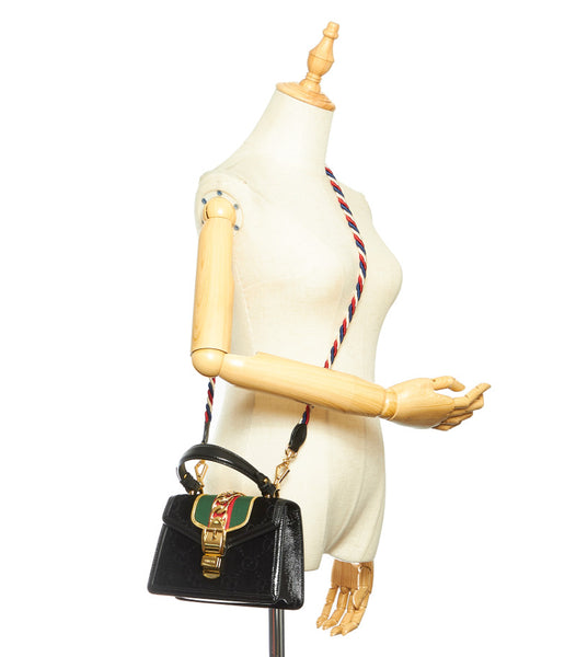 グッチ GG シルヴィー 470270  ブラック ベロア ショルダーバッグ レディース GUCCI 中古