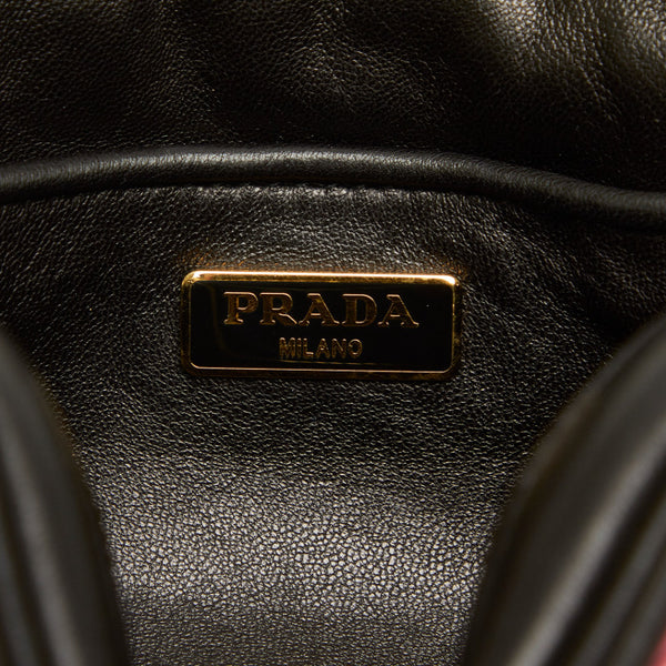 プラダ リボン BP0166 ブラック ピンク レザー 斜め掛け ショルダーバッグ レディース PRADA 中古