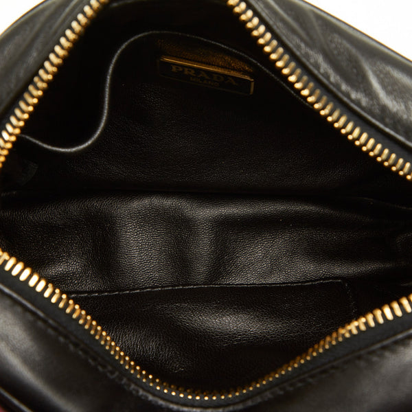 プラダ リボン BP0166 ブラック ピンク レザー 斜め掛け ショルダーバッグ レディース PRADA 中古