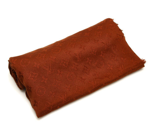 ルイ ヴィトン モノグラム ブラウン シルク ウール ストール レディース LOUIS VUITTON 中古