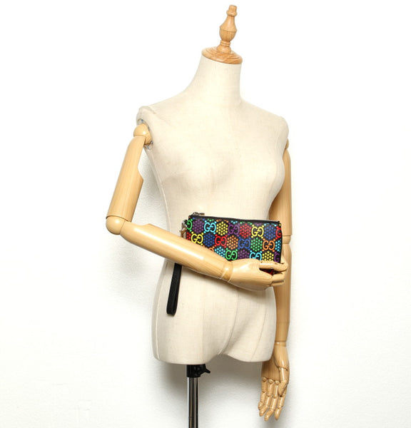 グッチ サイケデリック 603734  マルチカラー PVC レザー ポーチ ユニセックス GUCCI 中古