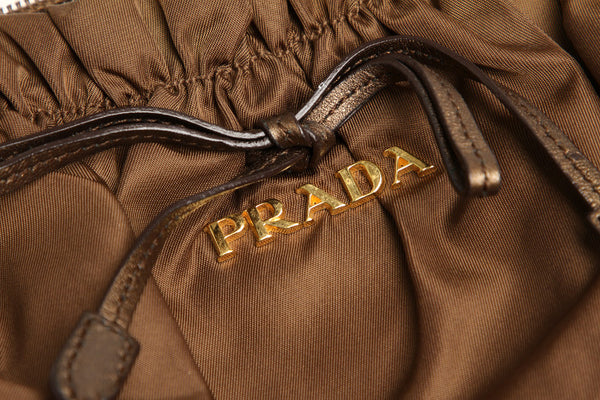プラダ カーキ ナイロン レザー ハンドバッグ レディース PRADA 中古