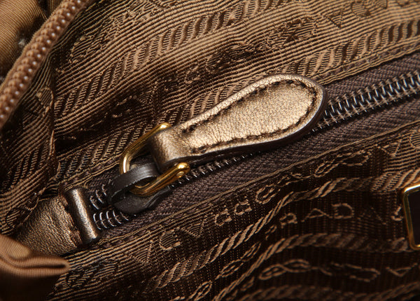 プラダ カーキ ナイロン レザー ハンドバッグ レディース PRADA 中古