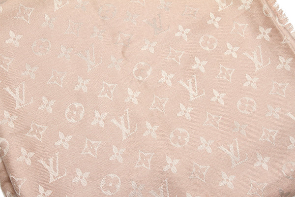 ルイ ヴィトン モノグラム M74441 ピンク シルク ウール ストール レディース LOUIS VUITTON 中古